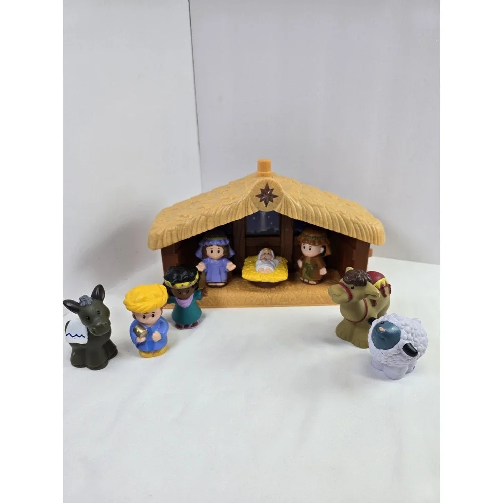 Fisher Price Little People Christmas Nativity Set Stable Lights Music Tested